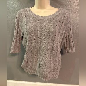Banana Republic Heather Gray Cable Knit Sweater